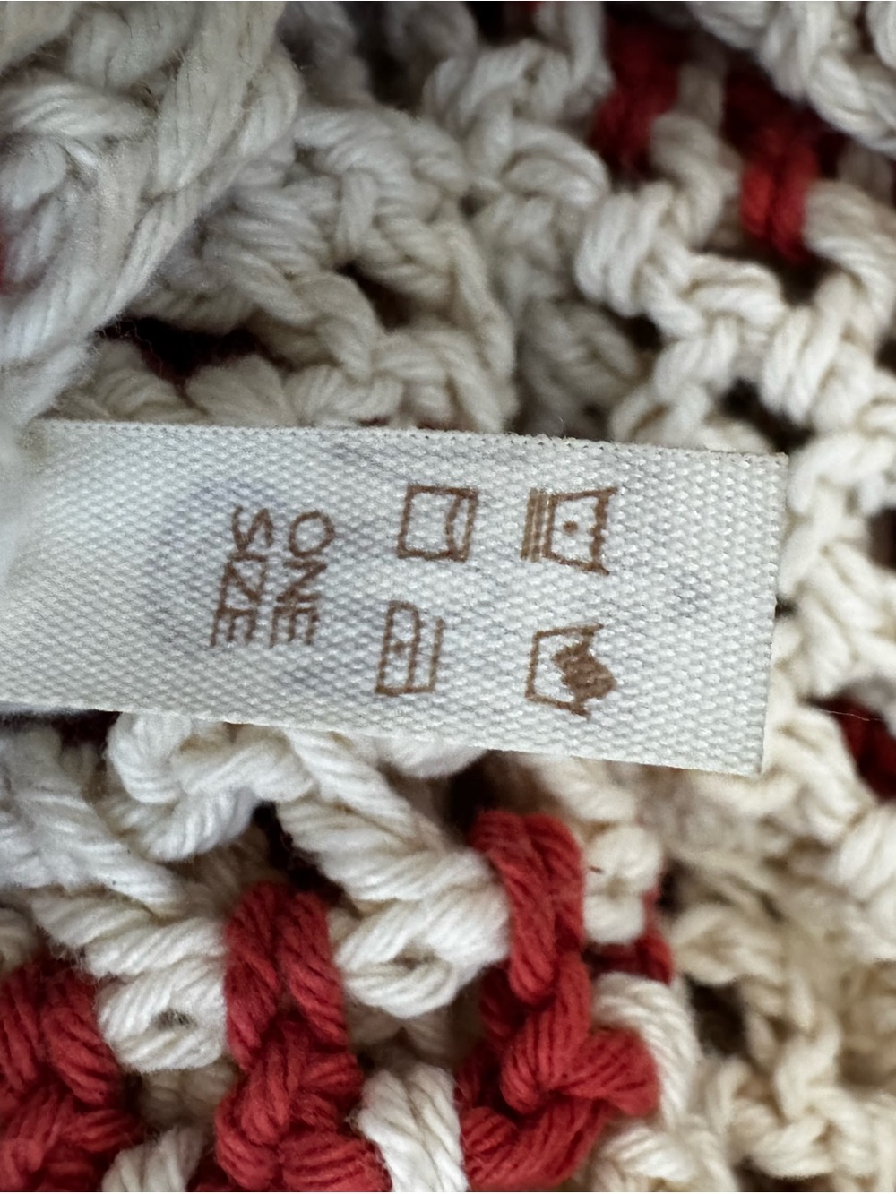 Open-Knit Lace-Up Pullover Sweater in Cream with Rust & Mustard Stripes - Picture 7 of 7